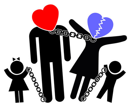 Dysfunctional Family Patterns. Concept sign of parents on the verge of divorce or separation affecting children 