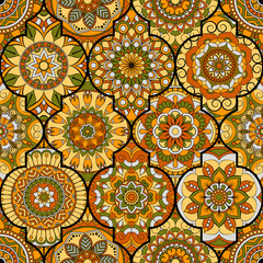 Seamless pattern. Vintage decorative elements. Hand drawn background. Islam, Arabic, Indian, ottoman motifs. Perfect for printing on fabric or paper.