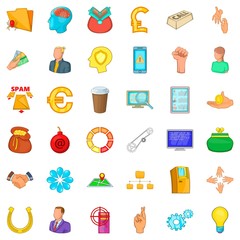 Company icons set, cartoon style