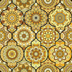 Seamless pattern. Vintage decorative elements. Hand drawn background. Islam, Arabic, Indian, ottoman motifs. Perfect for printing on fabric or paper.