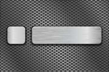 Silvered glass buttons on metal perforated background