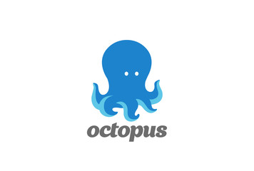 Friendly funny Octopus Logo design vector template