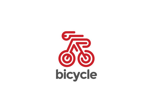 Bike Bicycle Sport Logo vector Linear Creative Riding Rider icon