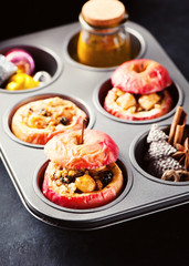 Christmas baked apples with spices and honey