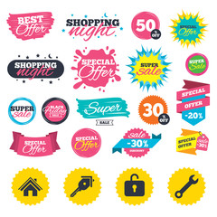 Obraz premium Home key icon. Wrench service tool symbol.