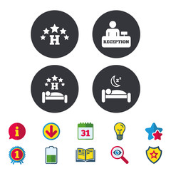 Five stars hotel icons. Travel rest place.