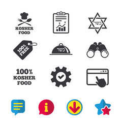 Kosher food product icons. Natural meal symbol.