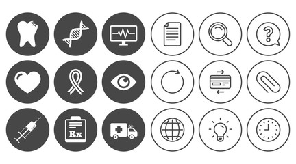 Fototapeta premium Medicine, healthcare and diagnosis icons.