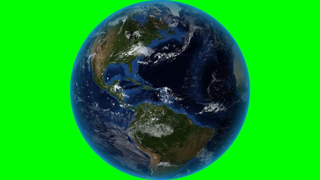 Cuba. 3D Earth in space - zoom in on Cuba outlined. Green screen background