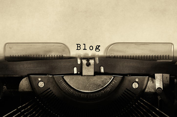 Blog word typed on vintage typewriter.