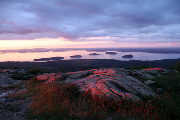 Dusk Cadillac Moutain, Porcupine Islands, Acadia National Park