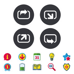 Action icons. Share symbols.