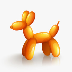 Orange balloon dog isolated on white background.