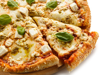 Pizza on white background
