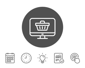 Online Shopping cart line icon. Monitor sign.