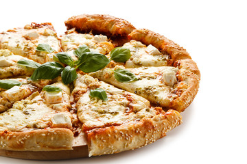 Pizza on white background