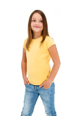 Obraz premium Young girl isolated on white background