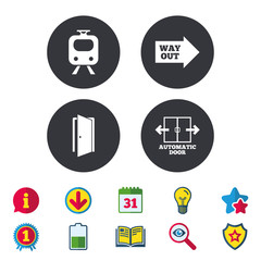 Train railway icon. Automatic door symbol.