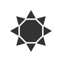 Stylized sun logotype. Icon of sun, flower. Isolated black logo on white background.