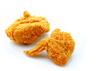 Group of fried chicken isolated over white