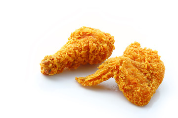 Group of fried chicken isolated over white