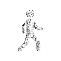 stick figure, silhouette of a walking person vector illustration isolated on white background, dot gradient