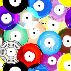 Materiał do szycia seamless vinyl records background pattern, vector illustration