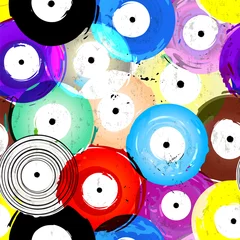 Fototapeten seamless vinyl records background pattern, vector illustration © Kirsten Hinte
