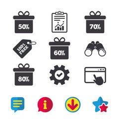 Sale gift box tag icons. Discount symbols.