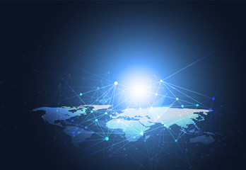 Business global network connection. World map point and line composition concept of global business. Vector Illustration