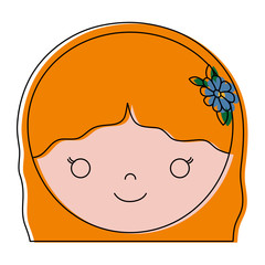 cartoon woman face icon over white background colorful design  vector illustration