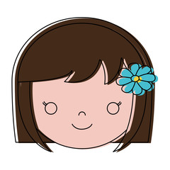 cartoon woman face icon over white background colorful design  vector illustration