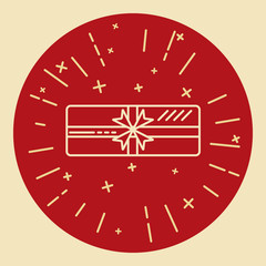 Shining gift box icon in thin line style
