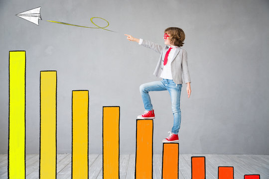 Child pretend to be businessman