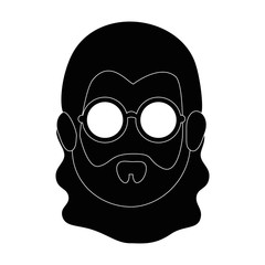 man with glasses icon  over white background hippie style concept vector illustration