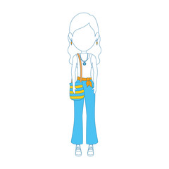 woman with hippie style icon over white background vector illustration