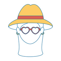woman with glasses and hat icon  over white background hippie style concept vector illustration