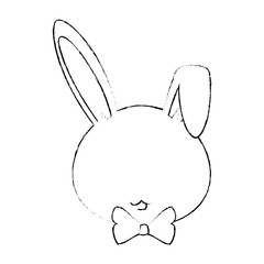 cartoon rabbit with bow tie icon over white background vector illustration