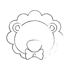 cartoon lion with bow tie icon over white background vector illustration