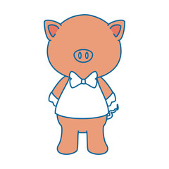 Obraz premium cartoon pig animal icon over white background colorful design vector illustration
