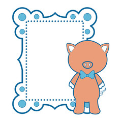 baby shower card with pig icon over white background vector illustration