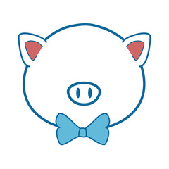 cartoon pig animal icon over white background colorful design vector illustration