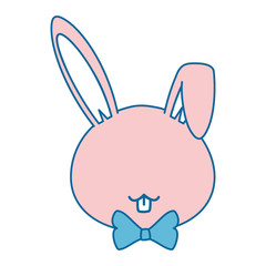 cartoon rabbit with bow tie icon over white background vector illustration