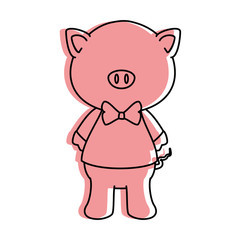 Plakat cartoon pig animal icon over white background colorful design vector illustration