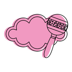 baby shower card with rattle icon over white background colorful design vector illustration