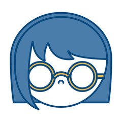 girl with glasses icon over white background vector illustration