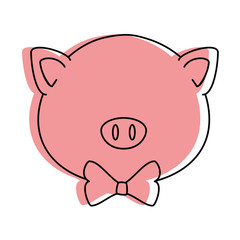 cartoon pig animal icon over white background colorful design vector illustration