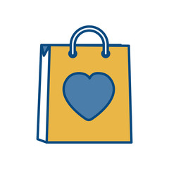 gift bag with heart icon over white background vector illustration