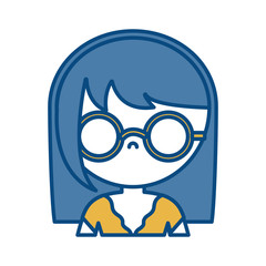 girl with glasses icon over white background vector illustration