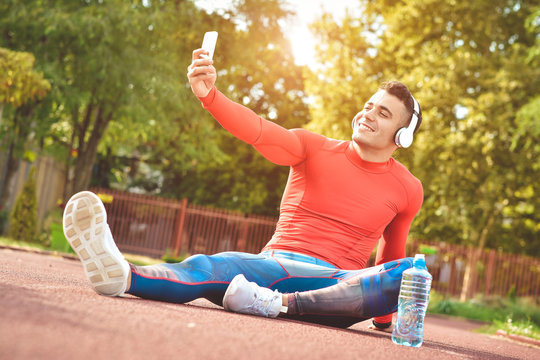 Young Man Making A Selfie After Exercise